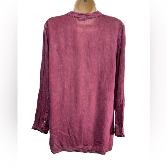 Soft Surroundings Gauze long sleeve 3/4 button Closure raspberry top - Picture 6 of 6